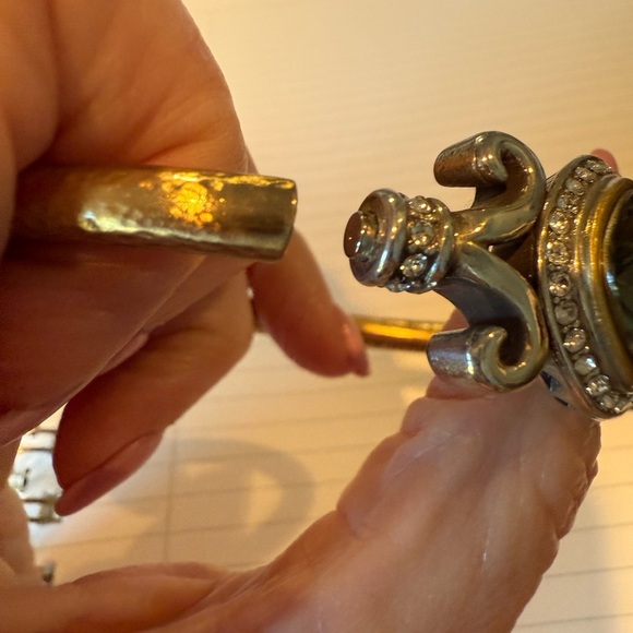 Brighton Lion's Eye Two-Tone Hinged Crystal Bangle Bracelet - Picture 3 of 4